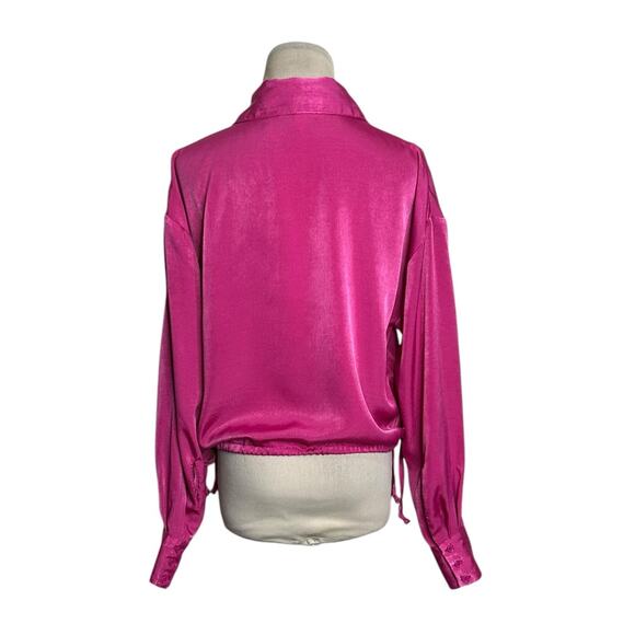 And Now This Fuchsia buttoned long sleeves blouse size Small - Picture 2 of 14